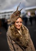 12 March 2025; Racegoer Jess O'Brien from Kildare prior to racing on day two of the Cheltenham Racing Festival at Prestbury Park in Cheltenham, England. Photo by David Fitzgerald/Sportsfile