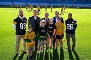 12 March 2025; More than 50 young players from Greenlanes National School and Scoil an tSeachtar Laoch (both from Dublin aged between 10 and 12 years old) took to the pitch in Croke Park today to showcase their NFL Flag Football skills. Fast paced and accessible for all, flag football is the non-contact format of American football and one of the fastest growing sports globally. Played by 20 million people in 100 countries - women and girls leading some of the largest growth - flag football will be included on the LA 2028 Olympic Games program, led by efforts of the International Federation of American Football (IFAF) and supported by the NFL. Greenlanes NS won the inaugural NFL Flag National Championship in December 2024 and represented Ireland at the NFL International Championships at the NFL Pro Bowl Games in Orlando, Florida, U.S., earlier this year. NFL Flag is the official flag football program of the NFL. The NFL will expand its NFL Flag program in Ireland, in a three-year plan to engage over 50,000 young people, as part of an NFL 2025 Dublin Game legacy commitment to growing the game in partnership with Sport Ireland and American Football Ireland. Pictured in Croke Park enjoying the action is Minister for Tourism, Culture, Arts, Gaeltacht, Sport and Media, Patrick O'Donovan TD, with, from left, Steelers current player Pat Freiermuth, General Manager NFL UK & Ireland, Henry Hodgson, Director of Business Development and Strategy for the Pittsburgh Steelers Dan Rooney and former Steelers player Rod Woodson with, pulios from Greenlanes National School and Scoil an tSeachtar Laoch, from left, Aifric Lenehan, Arnie Copeland, Kayla Cumiskey and Zayn White. For more information and to get involved with NFL Flag visit https://www.nfl.com/news/get-involved-with-nfl-flag-uk-and-ireland. Photo by Brendan Moran/Sportsfile