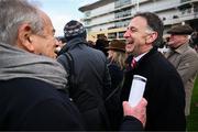 13 March 2025; Trainer Henry de Bromhead, right, with Michael Buckley, owner of Constitution Hill, after he sent out Air Of Entitlement to win the Ryanair Mares Novices Hurdle on day three of the Cheltenham Racing Festival at Prestbury Park in Cheltenham, England. Photo by David Fitzgerald/Sportsfile