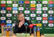 13 March 2025; Republic of Ireland head coach Heimir Hallgrimsson during a press conference at FAI Headquarters in Abbotstown, Dublin, following a Republic of Ireland squad announcement. Photo by Stephen McCarthy/Sportsfile