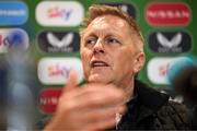 13 March 2025; Republic of Ireland head coach Heimir Hallgrimsson during a press conference at FAI Headquarters in Abbotstown, Dublin, following a Republic of Ireland squad announcement. Photo by Stephen McCarthy/Sportsfile