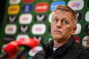13 March 2025; Republic of Ireland head coach Heimir Hallgrimsson during a press conference at FAI Headquarters in Abbotstown, Dublin, following a Republic of Ireland squad announcement. Photo by Stephen McCarthy/Sportsfile
