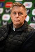 13 March 2025; Republic of Ireland head coach Heimir Hallgrimsson during a press conference at FAI Headquarters in Abbotstown, Dublin, following a Republic of Ireland squad announcement. Photo by Stephen McCarthy/Sportsfile