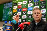 13 March 2025; Republic of Ireland head coach Heimir Hallgrimsson during a press conference at FAI Headquarters in Abbotstown, Dublin, following a Republic of Ireland squad announcement. Photo by Stephen McCarthy/Sportsfile