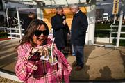 13 March 2025; Natasha Mason, sister of part owner of Caldwell Potter Jess Mason, celebrates after the Jack Richards Novices Limited Handicap Chase on day three of the Cheltenham Racing Festival at Prestbury Park in Cheltenham, England. Photo by David Fitzgerald/Sportsfile