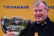 13 March 2025; Winning owner JP McManus with the cup after Fact To File won the Ryanair Chase on day three of the Cheltenham Racing Festival at Prestbury Park in Cheltenham, England. Photo by David Fitzgerald/Sportsfile
