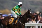 13 March 2025; Fact To File, with Mark Walsh up, after winning the Ryanair Chase on day three of the Cheltenham Racing Festival at Prestbury Park in Cheltenham, England. Photo by Harry Murphy/Sportsfile