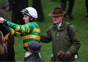 13 March 2025; Winning jockey Mark Walsh and trainer Willie Mullins  after Fact To File won the Ryanair Chase on day three of the Cheltenham Racing Festival at Prestbury Park in Cheltenham, England. Photo by Harry Murphy/Sportsfile