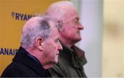 13 March 2025; Winning owner JP McManus, left, and trainer Willie Mullins after victory in the Ryanair Chase with Fact To File on day three of the Cheltenham Racing Festival at Prestbury Park in Cheltenham, England. Photo by David Fitzgerald/Sportsfile