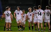 13 March 2025; Dublin University players after conceding a third try during the annual men’s Rugby Colours match between Dublin University and UCD at UCD Bowl in Dublin. Photo by Sam Barnes/Sportsfile