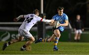 13 March 2025; Tim Corkery of UCD in action against James O'Sullivan of Dublin University during the annual men’s Rugby Colours match between Dublin University and UCD at UCD Bowl in Dublin. Photo by Sam Barnes/Sportsfile