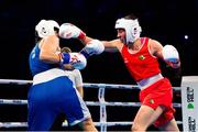 13 March 2025; Aoife O’Rourke of Ireland, right,  in action against Aziza Zokirova of Uzbekistan in their 70-75kg Elite Women Quarter-Final bout during the 2025 IBA Women's World Boxing Championships quarter-finals at the Cair Sports Center in Niš, Serbia. Photo by Nikola Krstic/Sportsfile
