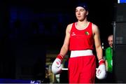 13 March 2025; Aoife O’Rourke of Ireland before her 70-75kg Elite Women Quarter-Final bout against Aziza Zokirova of Uzbekistan during the 2025 IBA Women's World Boxing Championships quarter-finals at the Cair Sports Center in Niš, Serbia. Photo by Nikola Krstic/Sportsfile