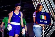 13 March 2025; Lisa O’Rourke of Ireland makes her way to the ring ahead of her Elite Women 66-70kg light middle quater-final bout against Saida Lahmidi of Morocco during the 2025 IBA Women's World Boxing Championships quarter-finals at the Cair Sports Center in Niš, Serbia. Photo by Nikola Krstic/Sportsfile
