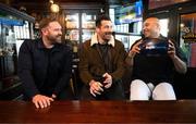 14 March 2025; Simon Zebo, Andy Goode and Jim Hamilton teamed up with BoyleSports to chat Six Nations. BoyleSports will Pay Out Early on every Six Nations game this weekend if either side goes 17 points ahead at any stage. At the event held in Toners Pub, Dublin, is, from right, ex Munster and Ireland International Simon Zebo, ex Scottish International Jim Hamilton and ex England International Andy Goode. Photo by Stephen McCarthy/Sportsfile