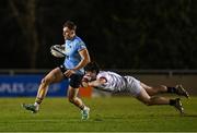 13 March 2025; Alex O'Grady of UCD in action against Donie Grehan of Dublin University during the annual men’s Rugby Colours match between Dublin University and UCD at UCD Bowl in Dublin. Photo by Sam Barnes/Sportsfile