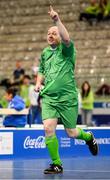 14 March 2025; Damien Kirwan of Team Ireland, a member of Waterford Special Olympics Club, Waterford City celebrates his goal, in a five one defeat by Special Olympics Costa Rica during day six of the Turin 2025 Special Olympics World Winter Games in the Inalpi Arena, Turin, Italy. Photo by Ray McManus/Sportsfile