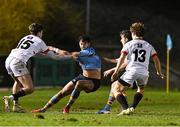 13 March 2025; Ross Deegan of UCD in action against Noah Byrne of Dublin University during the annual men’s Rugby Colours match between Dublin University and UCD at UCD Bowl in Dublin. Photo by Sam Barnes/Sportsfile
