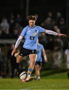 13 March 2025; Daragh Gilbourne of UCD during the annual men’s Rugby Colours match between Dublin University and UCD at UCD Bowl in Dublin. Photo by Sam Barnes/Sportsfile