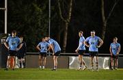13 March 2025; UCD players react after conceding a penalty during the annual men’s Rugby Colours match between Dublin University and UCD at UCD Bowl in Dublin. Photo by Sam Barnes/Sportsfile