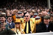 14 March 2025; Racegoers react at the start of the first race during day four of the Cheltenham Racing Festival at Prestbury Park in Cheltenham, England. Photo by David Fitzgerald/Sportsfile