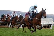 14 March 2025; Kargese, with Paul Townend up, on their way to winning The William Hill County Handicap Hurdle Race on day four of the Cheltenham Racing Festival at Prestbury Park in Cheltenham, England. Photo by Harry Murphy/Sportsfile