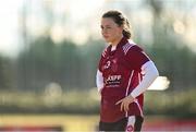 14 March 2025; Eva Noone of UG dejected after her side's defeat in the 2025 Ladies AIG HEC O'Connor Cup semi-final match between University College Cork and University of Galway at Queen's Sport, Queens University, Belfast. Photo by Shauna Clinton/Sportsfile