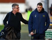 14 March 2025; St Patrick's Athletic manager Stephen Kenny and assistant coach Brian Gartland, right, before the SSE Airtricity Men's Premier Division match between St Patrick's Athletic and Bohemians at Richmond Park in Dublin. Photo by Stephen McCarthy/Sportsfile