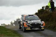 14 March 2025; Eddie Doherty and Tom Murphy compete in their Skoda Fabia R5 during Stage 1 Ballinascarty on day one of The Clonakilty Park Hotel West Cork Rally in Clonakilty, Cork. Photo by Philip Fitzpatrick/Sportsfile