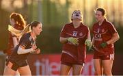 14 March 2025; Alannah Devereux of ATU Galway celebrates after scoring a goal during the 2025 Ladies AIG Hec Donaghy Cup final match between ATU Galway and Marino at Queen's Sport, Queens University, Belfast. Photo by Shauna Clinton/Sportsfile