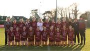 14 March 2025; The Marino squad pose for a team photograph before the 2025 Ladies AIG Hec Donaghy Cup final match between ATU Galway and Marino at Queen's Sport, Queens University, Belfast. Photo by Shauna Clinton/Sportsfile