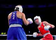 14 March 2025; Lisa O’Rourke of Ireland, right, in action against Natalya Bogdanova of Kazakhstan in their Elite Women 66-70kg light middleweight semi-final bout during the 2025 IBA Women's World Boxing Championships quarter-finals at the Cair Sports Center in Niš, Serbia. Photo by Nikola Krstic/Sportsfile