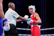 14 March 2025; Lisa O’Rourke of Ireland, during their 66-70kg light Elite Women middleweight semi-final bout match against Natalya Bogdanova of Kazakhstan in their Elite Women 66-70kg light middleweight semi-final bout during the 2025 IBA Women's World Boxing Championships quarter-finals at the Cair Sports Center in Niš, Serbia. Photo by Nikola Krstic/Sportsfile