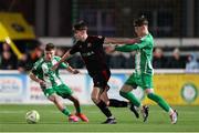 14 March 2025; Eoin Kenny of Dundalk in action against Jamie Duggan of Bray Wanderers during the SSE Airtricity Men's First Division match between Bray Wanderers and Dundalk at Carlisle Grounds in Bray, Wicklow. Photo by Thomas Flinkow/Sportsfile