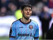 14 March 2025; A dejected Colm Whelan of Bohemians after the SSE Airtricity Men's Premier Division match between St Patrick's Athletic and Bohemians at Richmond Park in Dublin. Photo by Stephen McCarthy/Sportsfile