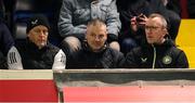 14 March 2025; Republic of Ireland head coach Heimir Hallgrimsson, left, Republic of Ireland U21's manager Jim Crawford and FAI chief executive officer David Courell, right, before the SSE Airtricity Men's Premier Division match between St Patrick's Athletic and Bohemians at Richmond Park in Dublin. Photo by Stephen McCarthy/Sportsfile