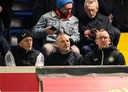 14 March 2025; Republic of Ireland head coach Heimir Hallgrimsson, left, Republic of Ireland U21's manager Jim Crawford and FAI chief executive officer David Courell, right, before the SSE Airtricity Men's Premier Division match between St Patrick's Athletic and Bohemians at Richmond Park in Dublin. Photo by Stephen McCarthy/Sportsfile