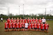 15 March 2025; The MTU Cork team before the 2025 Ladies AIG Lynch final match between MTU Cork and UCD at Queen's Sport, Queens University, Belfast. Photo by Ben McShane/Sportsfile
