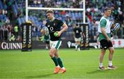 15 March 2025; Jack Crowley of Ireland and assistant coach Jonathan Sexton before the Guinness Six Nations Rugby Championship match between Italy and Ireland at the Stadio Olimpico in Rome, Italy. Photo by Ramsey Cardy/Sportsfile