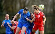 15 March 2025; Olivia Shannon of Waterford in action against Kate Mooney of Shelbourne during the SSE Airtricity Women's Premier Division match between Waterford and Shelbourne at the Regional Sports Centre in Waterford. Photo by Matt Browne/Sportsfile
