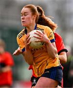 15 March 2025; Kate Kenny of DCU Dóchas Éireann in action against Rosie Corkery of UCC during the 2025 Ladies AIG O’Connor Cup final match between DCU Dóchas Éireann and UCC at Queen's Sport, Queens University, Belfast. Photo by Ben McShane/Sportsfile