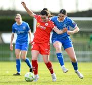 15 March 2025; Roma McLaughlin of Shelbourne in action against Olivia Shannon of Waterford during the SSE Airtricity Women's Premier Division match between Waterford and Shelbourne at the Regional Sports Centre in Waterford. Photo by Matt Browne/Sportsfile