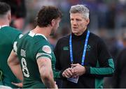 15 March 2025; Ireland interim head coach Simon Easterby and Caelan Doris of Ireland after the Guinness Six Nations Rugby Championship match between Italy and Ireland at the Stadio Olimpico in Rome, Italy. Photo by Ramsey Cardy/Sportsfile