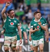 15 March 2025; Jack Conan, left, and Jack Crowley of Ireland after the Guinness Six Nations Rugby Championship match between Italy and Ireland at the Stadio Olimpico in Rome, Italy. Photo by Ramsey Cardy/Sportsfile