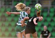 15 March 2025; Emily Corbet of Shamrock Rovers in action against Shauna Brennan of Athlone Town during the SSE Airtricity Women's Premier Division match between Shamrock Rovers and Athlone Town at Tallaght Stadium in Dublin. Photo by Stephen Marken/Sportsfile