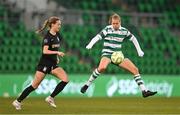 15 March 2025; Ruesha Littlejohn of Shamrock Rovers in action against Katherine Sullivan of Athlone Town during the SSE Airtricity Women's Premier Division match between Shamrock Rovers and Athlone Town at Tallaght Stadium in Dublin. Photo by Stephen Marken/Sportsfile