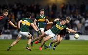 15 March 2025; Joe O'Connor of Kerry is tackled by Andrew Murnin of Armagh during the Allianz Football League Division 1 match between Kerry and Armagh at Austin Stack Park in Tralee, Kerry. Photo by Brendan Moran/Sportsfile