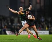 15 March 2025; Stefan Campbell of Armagh in action against Joe O'Connor of Kerry during the Allianz Football League Division 1 match between Kerry and Armagh at Austin Stack Park in Tralee, Kerry. Photo by Brendan Moran/Sportsfile
