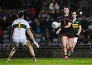15 March 2025; Oisin Conaty of Armagh in action against Kerry goalkeeper Shane Ryan and Paul Murphy during the Allianz Football League Division 1 match between Kerry and Armagh at Austin Stack Park in Tralee, Kerry. Photo by Brendan Moran/Sportsfile