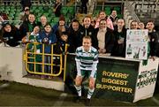 15 March 2025; Ruesha Littlejohn of Shamrock Rovers with supporters after the SSE Airtricity Women's Premier Division match between Shamrock Rovers and Athlone Town at Tallaght Stadium in Dublin. Photo by Stephen Marken/Sportsfile